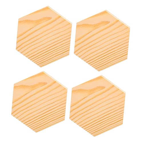 TEHAUX 4pcs Hexagonal Pine Chips Unfinished Coasters Nativity Craft Blank Coasters for Crafts Unfinished Hexagon Wood Shapes Board 1/8 Inch Thick TEHAUX