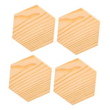 TEHAUX 4pcs Hexagonal Pine Chips Unfinished Coasters Nativity Craft Blank Coasters for Crafts Unfinished Hexagon Wood Shapes Board 1/8 Inch Thick TEHAUX