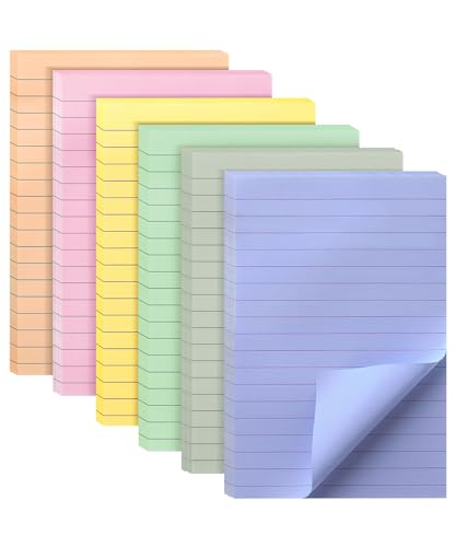 Mr. Pen- Lined Sticky Notes 4x6, 6 Pads, 45 Sheet/Pads, Morandi Colors, Sticky Notes with Lines, Sticky Note Pads, Sticky Pads, Sticky Notes Lined, Mr. Pen