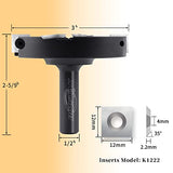 BINSTAK CNC Spoilboard Surfacing Router Bit,1/2 Inch Shank 3 Inch Cutting Diameter, 2+2 Carbide Inserts Slab Flattening Router Bit Planer Bit for BINSTAK