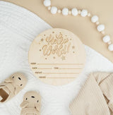 Hello World Newborn Sign 7-inch, Pack of 2 Birth Announcement Sign for Hospital, Wood Baby Name Signs for Nursery, by Woodpeckers Woodpeckers
