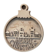 Christmas Village Scene Door Sign 3 Pieces Laser Cut Out Unfinished RND16 The Wood Shape Store