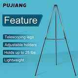 PUJIANG 63" Aluminum Easel Stand for Sign, Large Collapsible Easels for Display Posters/Whiteboard, Adjustable Height Artist Easel for Painting- PUJIANG