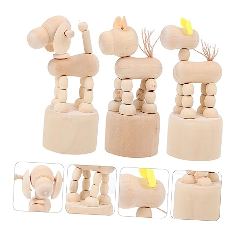 VOSAREA 3 Pcs White Embryo Ornament Wood Animal Figurines Decoraciones para Salas De Casa Waldorf Dolls Unfinished Peg Favors Home Décor Kid Toy VOSAREA