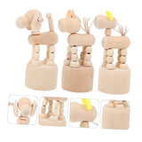 VOSAREA 3 Pcs White Embryo Ornament Wood Animal Figurines Decoraciones para Salas De Casa Waldorf Dolls Unfinished Peg Favors Home Décor Kid Toy VOSAREA