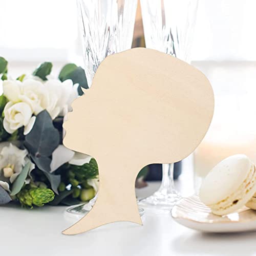 Alipis 12pcs African Girl Wooden Cutouts Women Face Silhouette Head Wood Decoration Pendant DIY Wooden Template Unfinished Craft Wreath for Mother Alipis
