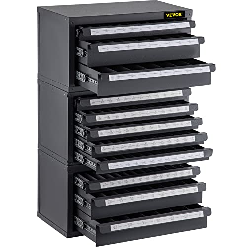 VEVOR Drill Bit Dispenser Cabinet Set, Three-Drawer for 1/16" to 1/2" & Letter Sizes A to Z, Five-Drawer Drill Bit Organizer for Wire Gauge Sizes #1 - WoodArtSupply
