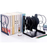 JIARI Adjustable Bookends Metal Book Ends Holder Shelf Heavy Duty Nonskid Bookend for Heavy Book (Round Black) JIARI