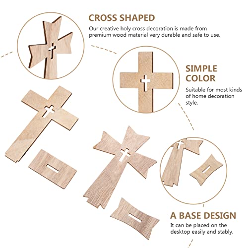 20 Pcs Cross Decor Wooden Crafts Cross Shaped Ornaments Tabletop Decor Cross Art Sign for Home Decor Gift - WoodArtSupply