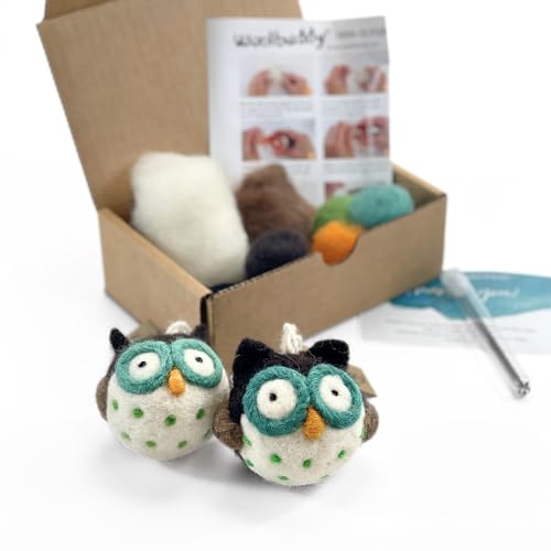Woolbuddy Needle Felting Kit, Felting Kit, Owl, Felting Kit for Beginners Adult, Wool Felting Kit Includes Felting Supplies, Carded Felting Wool 22 Woolbuddy