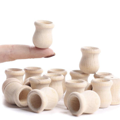 Factory Direct Craft Pack of 54 Unfinished Wood Candle Cups - Made in The USA Blank Wooden Bean Pot Candle Holders DIY Wood Turnings (Size 1" H x