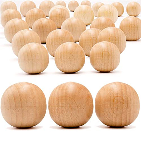 30mm Wooden Round Ball, Bag of 50 Unfinished Natural Round Hardwood Balls, Wood Balls for Crafts and DIY Projects (30 mm Diameter) AEVVV