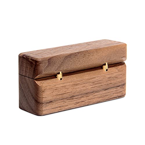 Wislist Ring Bearer Box for Wedding Ceremony Blank DIY Engraved Wooden Ring Holder for 2 Rings (Walnut Wood) - WoodArtSupply