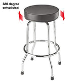 BIG RED Torin Swivel Bar Stool: Padded Garage/Shop Seat with Chrome Plated Legs, Black, 28.74" Tall, 18.5" Diameter BIG RED