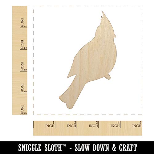 Cardinal Bird Solid Unfinished Wood Shape Piece Cutout for DIY Craft Projects - 1/4 Inch Thick - 4.70 Inch Size