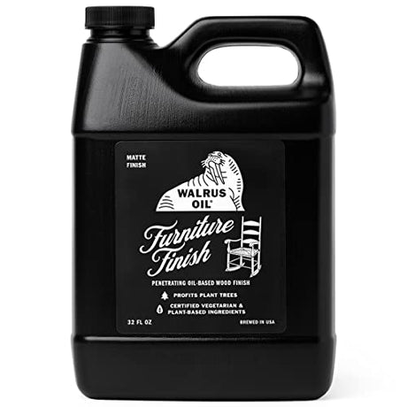 Walrus Oil - Furniture Finish Danish Oil. Tung Oil Based Wood Sealer. Naturally VOC-Free, Matte Finish, 32oz Jug Walrus Oil