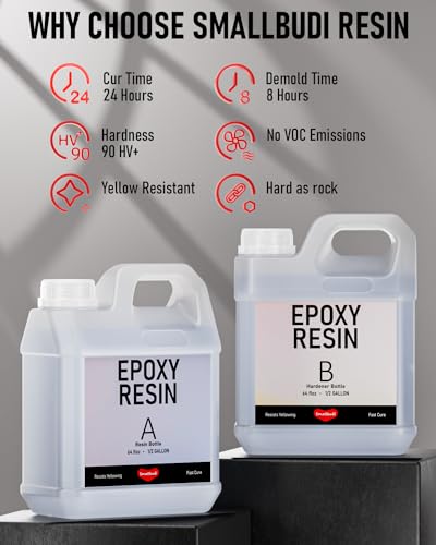 Smallbudi 1 Gallon Epoxy Resin Kit for Beginners, Resin Kit with 24 Mica Powder, Foil Flakes, Measuring Cups, Sticks - Resin Epoxy for Casting, - WoodArtSupply