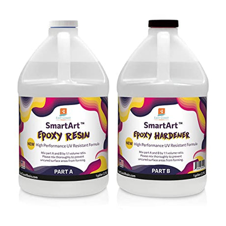 SmartArt Epoxy Resin 2 Gallon Kit | Easy to Use, Crystal Clear, Super Glossy, Durable, UV Resistant | for Arts & Crafts, Jewelry, Tabletops, Casting East Coast Resin