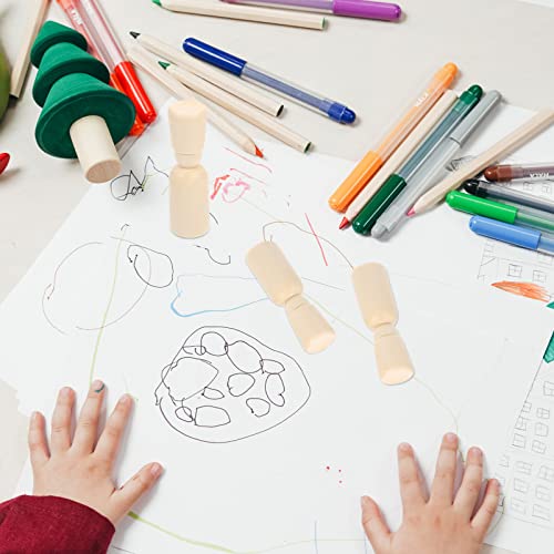 Ciieeo 20pcs DIY Painted Puppet Wooden Nutcracker DIY Unfinished People Wooden Unfinished Wooden Peg Dolls Wood peg Doll with hat Kids Dolls Wooden Ciieeo