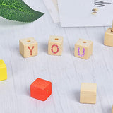 Supkiir Wood Craft Cubes, 100Pcs Wooden Craft Blocks with Holes, Unfinished Wood Cubes for DIY Projects Craft Alphabet Blocks, Small Wooden Square Supkiir