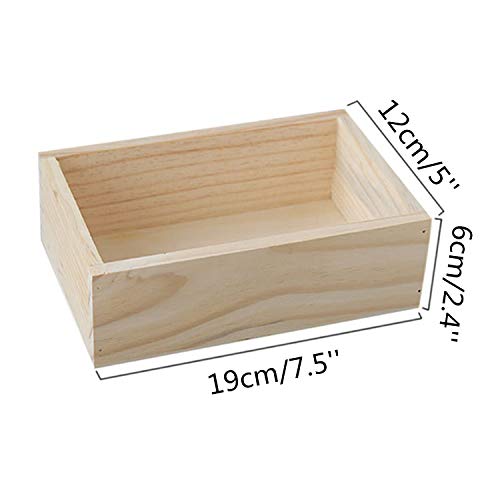 LONG TAO 7.5" × 5" × 2.4" Wood Succulent Planter Plant Container Box Window Boxes Rectangular Flower Bed Pot Storage Box for Indoor Outdoor Home LONG TAO