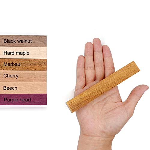 DICHA Wood Pen Blanks for Turning-Pen Blanks for Woodturning Burl-Black Walnut,Hard Maple,Merbau,Cherry,Beech,Purple heart-3/4" x 3/4" x 5" (30 Pack) DICHA