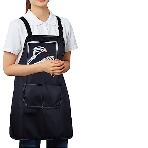 CENWA Nail Technician Aprons Nail Artist Gifts Skeleton Nail Painting Nail Tech Adjustable Apron For Nail Salons Halloween present (nail artist CENWA