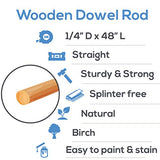 Dowel Rods Wood Sticks Wooden Dowel Rods - 1/4 x 48 Inch Unfinished Hardwood Sticks - for Crafts and DIYers - 25 Pieces by Woodpeckers Woodpeckers