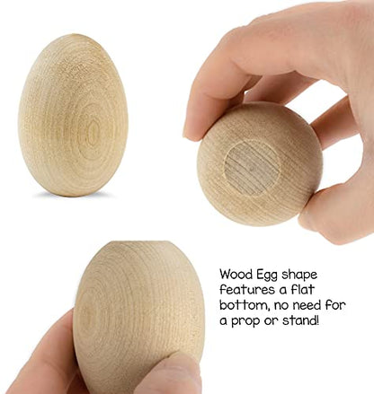 Hygloss Products Wooden Eggs - Unpainted Natural Wood Eggs Great For Easter Crafts - 1-3/4 x 2-1/2 Inches, 12 Pack - WoodArtSupply