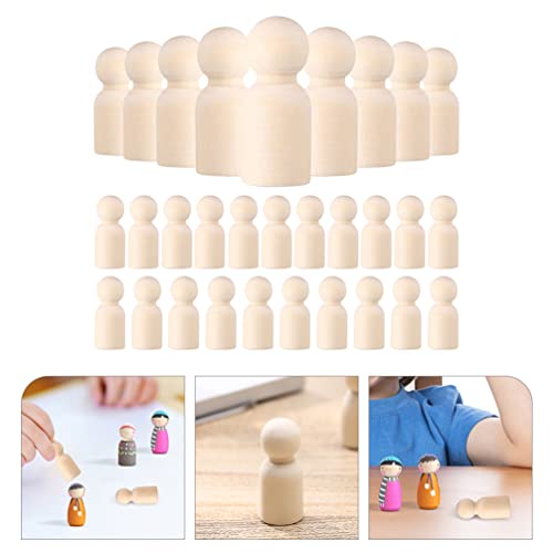 Gadpiparty 30pcs Unfinished Wood Peg Dolls Small Wooden Sculpture DIY Painting Wooden Ornament Craft Children Toys for New Year Festival Decorations Gadpiparty