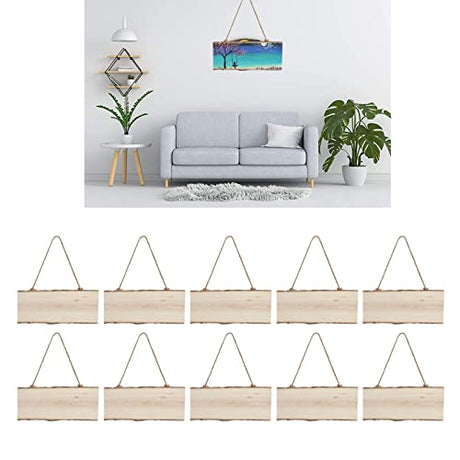 10pcs Unfinished Hanging Wood Signs, Blank Wood Sign Wood Plaque with Ropes for DIY Craft, Painting Writing HERCHR