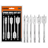 Luckyway 6-Piece 3/8 Inch to 1 Inch Spade Drill Bits Set for Wood, Plastic, Aluminum Hole Cutting Luckyway