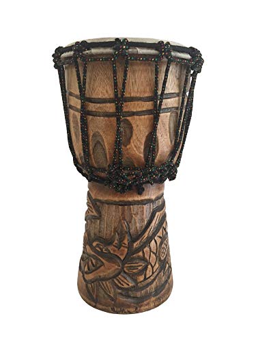 Djembe Drum Solid Wood Deep Carved Bongo Congo African Drum - 12" HIGH MED SIZE - Professional Quality - NOT MADE IN CHINA - JIVE BRAND (Dragon) - WoodArtSupply