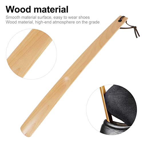 EXCEART Wood Shoe Horn Long Handle Practical Wood Shoehorns for Men Women and Kids EXCEART