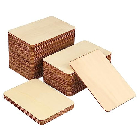 80 Pieces Rectangle Unfinished Wood Pieces, 4 x 6 Inch Natural Wood Cutout Tiles for DIY Crafts, Painting, Carving and Home Decor, Coasters, GNIEMCKIN