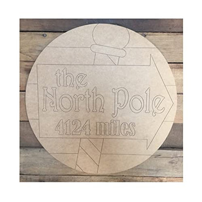North Pole Wood Craft,Unfinished Wooden Cutout Art,DIY Wood Sign, Inspirational Farmhouse Wall Plaque,Rustic Home Decor for Bedroom Living Room Wall