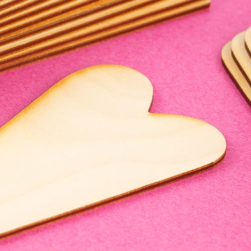 Factory Direct Craft Pack of 24 Unfinished Wooden Folk Heart Cutouts - Blank Wood Heart Shapes DIY Valentine's Day Sweetest Day Craft Projects Made