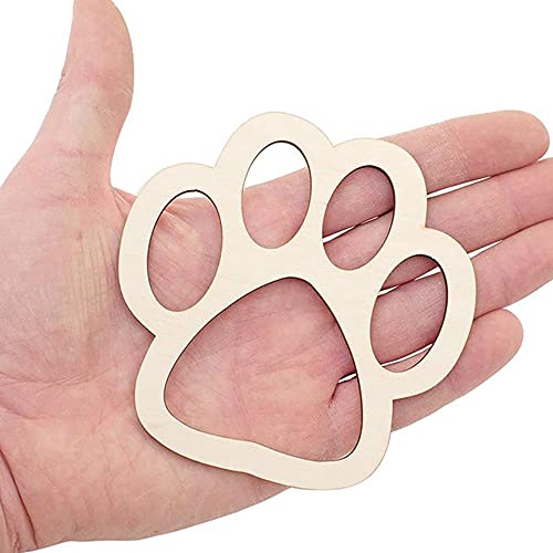 32 Pieces Unfinished Wooden Dog Bone Cutouts Small Wood Dog Paw Cutouts Dog Bone Ornaments to Paint for Arts Crafts Gift Tags DIY Projects Home Party