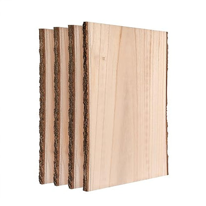 WILLOWDALE 4pcs Natural Wood Planks, 16 Inches Unfinished Wood Boards for Crafts Rectangle Live Edge Wood Slab Wooden Ornament, Wood Decor Rustic