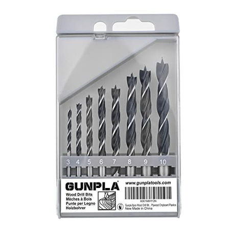 Gunpla 8pcs Wood Drill Bits Set, Carbon Steel Twist Brad Point Drill Bits Woodworking Bore Holes Durable Drilling Tools Kit with Storage Case for Gunpla