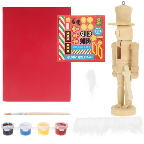 ARTIBETTER Christmas Wooden Unfinished Nutcracker Figurines Set DIY Blank Unpainted Nutcracker Puppet Walnut Soldier Figures Ornament Decoration for ARTIBETTER