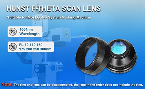 HUNST F-Theta Scan Lens Field 300x300mm FL 420mm for Fiber Laser Engravers Optical Scanning Lens for 1064nm Galvo System, M85 Thread (300x300mm DGHUNST
