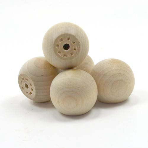 Mylittlewoodshop - Pkg of 6 - Ball with Flat Bottom - 1 inch in Diameter with 9/16 inch Flat Unfinished Wood(WW-KBB100-6) Unique Wood Shapes