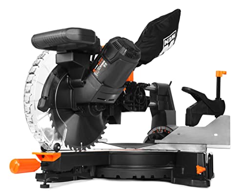 WEN MM1015 15-Amp 10-Inch Dual Bevel Sliding Compound Miter Saw with LED Cutline Multi-color - WoodArtSupply