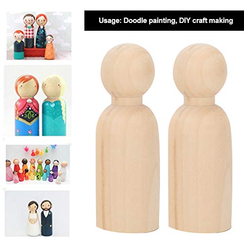 Wooden Peg Dolls Unfinished Wooden Peg Dolls Set Bodies, 10pcs 75mm Unfinished People Shapes Wooden People Figures Angel Dolls for DIY Craft Painting zjchao