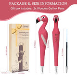 VIPbuy 2 Count 100% Handmade Wood Carved Gel Ink Pens -Novelty Refillable Writing Pens Office School Supplies Birthday Christmas Gift, Flamingo VIPbuy