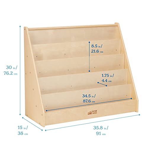 ECR4Kids Single-Sided Book Display, Classroom Bookshelf, Natural - WoodArtSupply