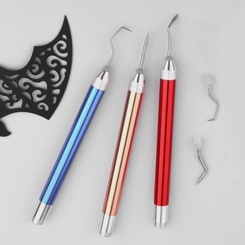 3pcs Weeding Pen for Vinyl, Craft Weeding Tool with Led Light 3 Styles Pin and Hooks Vinyl Tool Kit for DIY Paper Iron on Projects Silhouettes PEUTIER