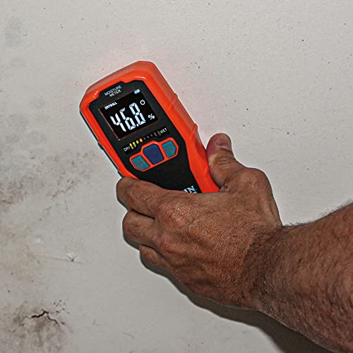 Klein Tools ET140 Pinless Moisture Meter for Non-Destructive Moisture Detection in Drywall, Wood, and Masonry; Detects up to 3/4-Inch Below Surface