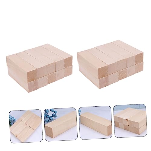 15pcs Carved Square Basswood Strips Drawing Wooden Cube Blank Craft Wood Wooden Blocks Cutouts Unfinished Wood Block Puzzle Making Block Oblong KONTONTY